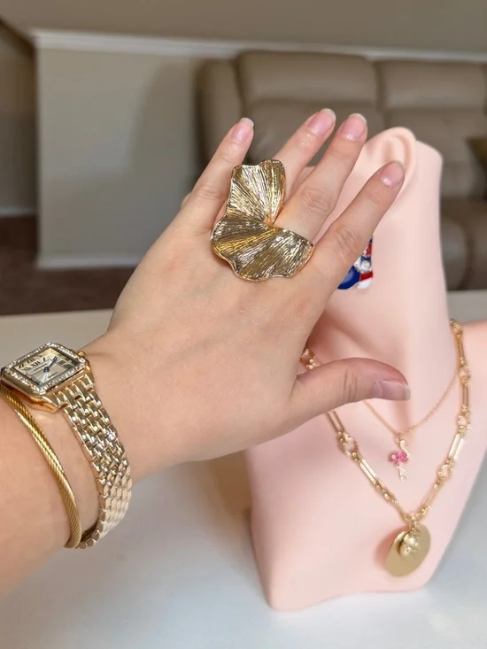 Gold Floral Statement Ring - Picture 4 of 14